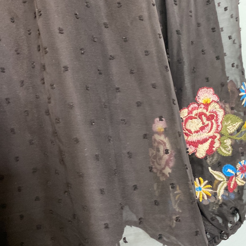 Altar’d State Black Floral Embroidered Blouse - Picture 4 of 5